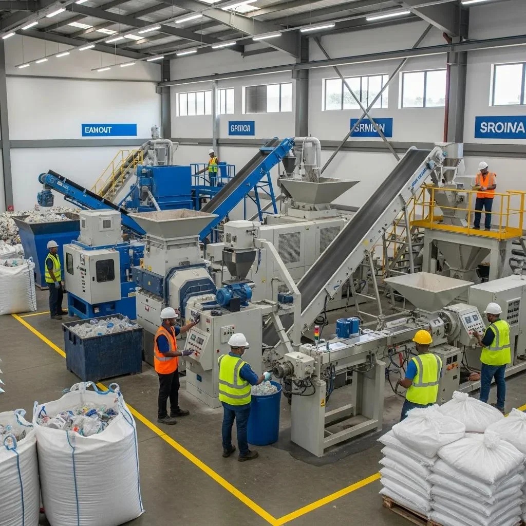 Operarios trabajando con maquinaria industrial — valor real del activo